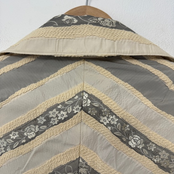 Robert Rodriguez Slate Gray/Cream Lace Brocade Crop Ruffle Jacket Blazer Size 4 - Picture 3 of 10